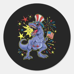 T-rex 4th Of July Celebrating Independence Day Classic Round Sticker