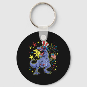 T-rex 4th Of July Celebrating Independence Day Keychain