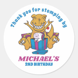 T-Rex and Unicorn Dinosaur Kids Birthday Party Classic Round Sticker