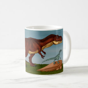 T-Rex and Velociraptor Coffee Mug