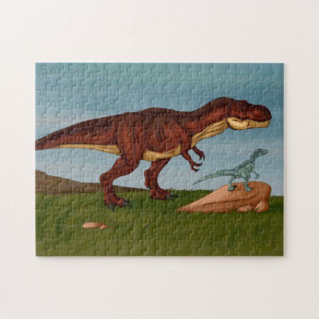 T-Rex and Velociraptor Jigsaw Puzzle (Horizontal)