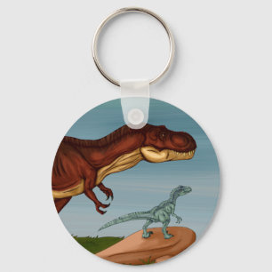 T-Rex and Velociraptor Keychain