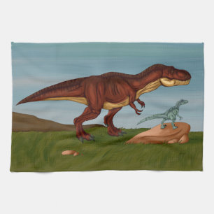 T-Rex and Velociraptor Kitchen Towel