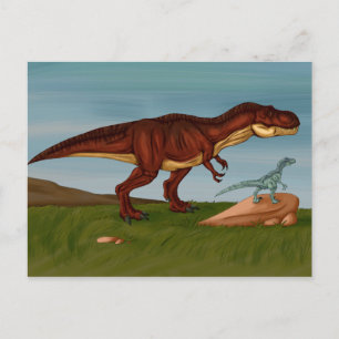 T-Rex and Velociraptor Postcard