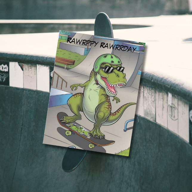 T-Rex at skatepark skateboarding Postcard (Creator Uploaded)