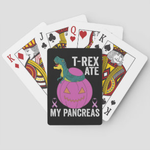 T-rex ate my Pancreas Funny Pumpkin dinosaur Playing Cards