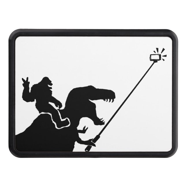 T-rex & bigfoot selfie trailer hitch cover (Front)