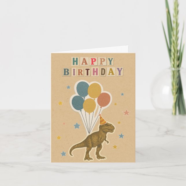 T-Rex Birthday Card – Dinosaur Party (Front)