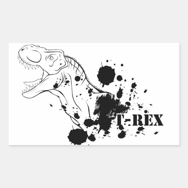 T-Rex (Black and White) Sticker (Front)