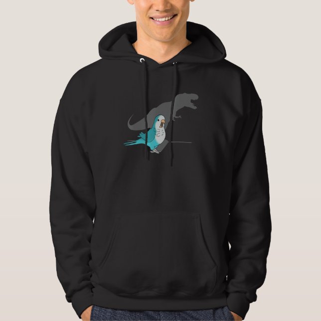 T-rex Blue Monk Parakeet, Funny Birb memes, Scream Hoodie (Front)