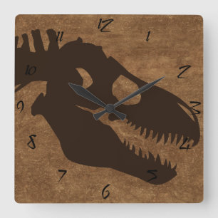 T-rex Bones Browns Square Wall Clock