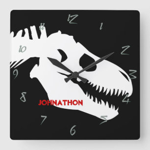 T-rex Bones Personalized Square Wall Clock