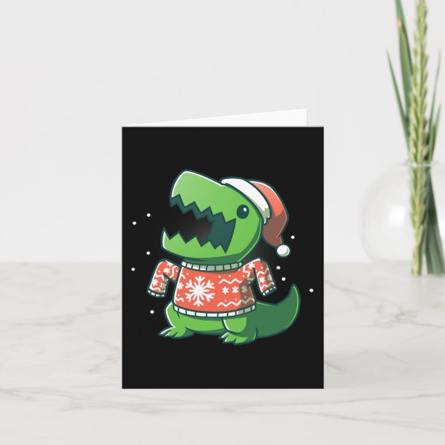 T-Rex Christmas  Fun Dinosaur Ugly saurus  Card (Front)