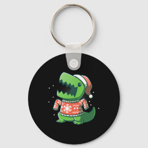 T-Rex Christmas Fun Dinosaur Ugly saurus Keychain