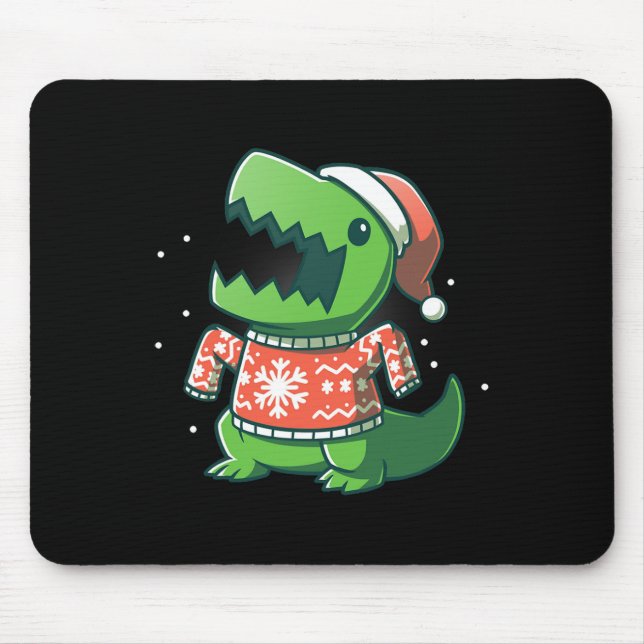 T-rex Christmas Fun Dinosaur Ugly Saurus  Mouse Pad (Front)