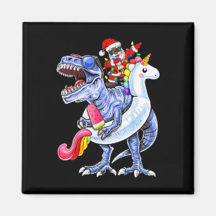 T Rex Christmas In July African American Santa Cla Magnet