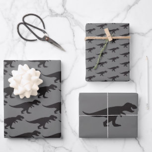 T-Rex Christmas King Dinosaur Elegant Gray Power Wrapping Paper Sheet