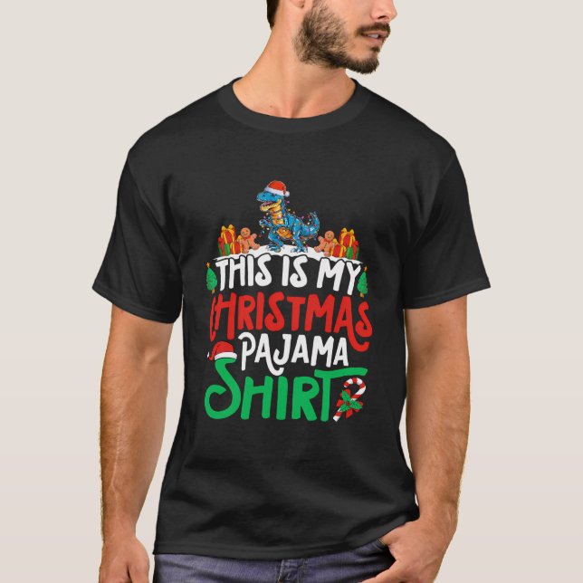 T Rex Christmas Pajama Shirt - T Rex Lover Xmas (Front)