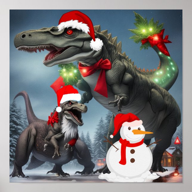 T-Rex Christmas Poster (Front)