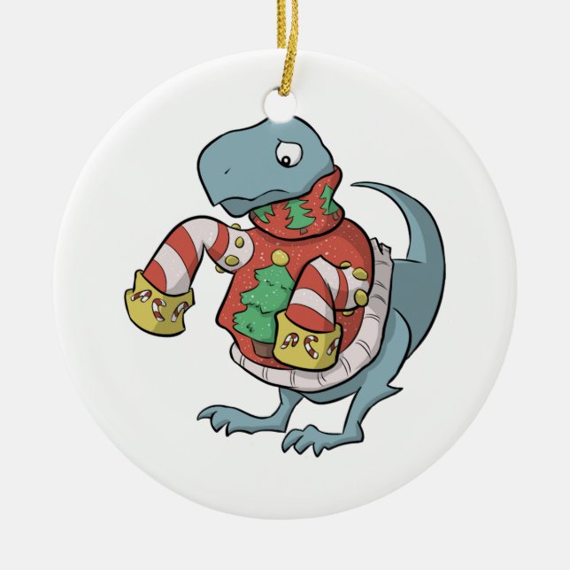 T. Rex Christmas Sweater Ornament (Front)