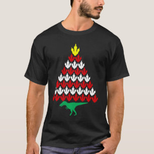T Rex Christmas Tree Dinosaur Paw Prints Merry Rex T-Shirt