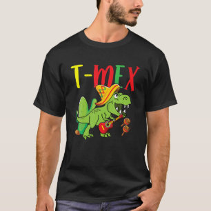 T Rex Cinco De Mayo Mexican Dinosaur Guitar Sombre T-Shirt