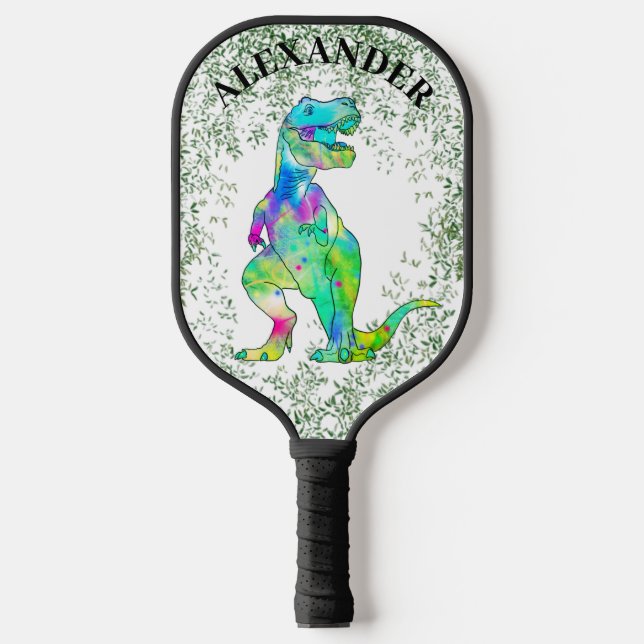 T. rex Colourful dinosaur personalized  Pickleball Paddle (Front)