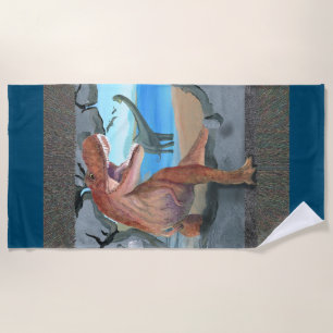T-Rex Coming Through Dimensions! Beach Towel