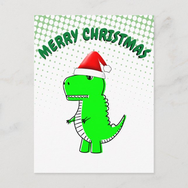 T Rex Cute Dino Santas Christmas Hat Postcard (Front)
