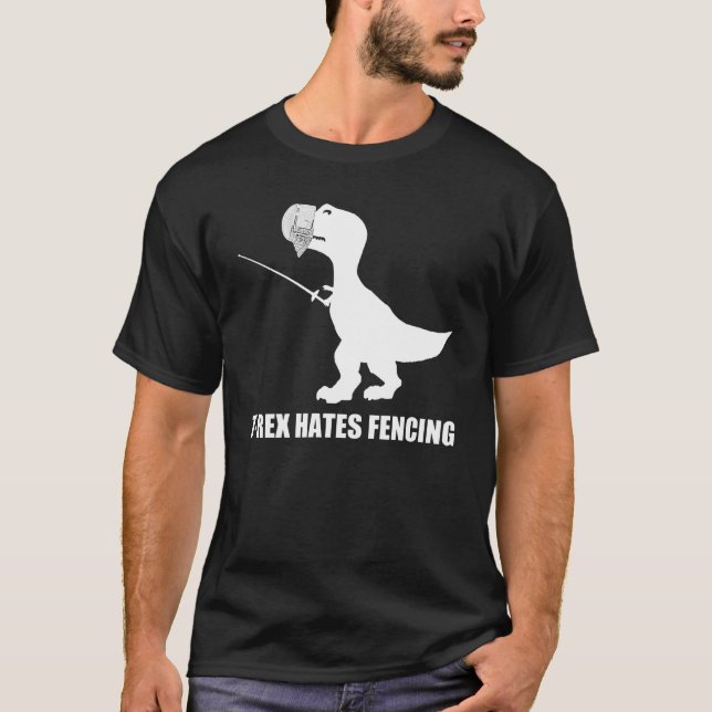 T-Rex déteste clôturer le T-shirt foncé (Devant)