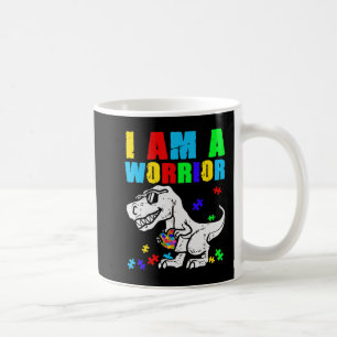 T Rex Dino I Am A Warrior Autism Autism Awareness  Coffee Mug