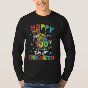 T Rex Dinosaur 100 Days Of Kindergarten 100th Day T-Shirt