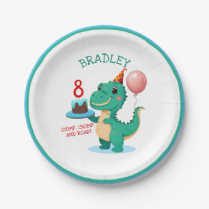T Rex Dinosaur 8th Birthday Party Paper Plate