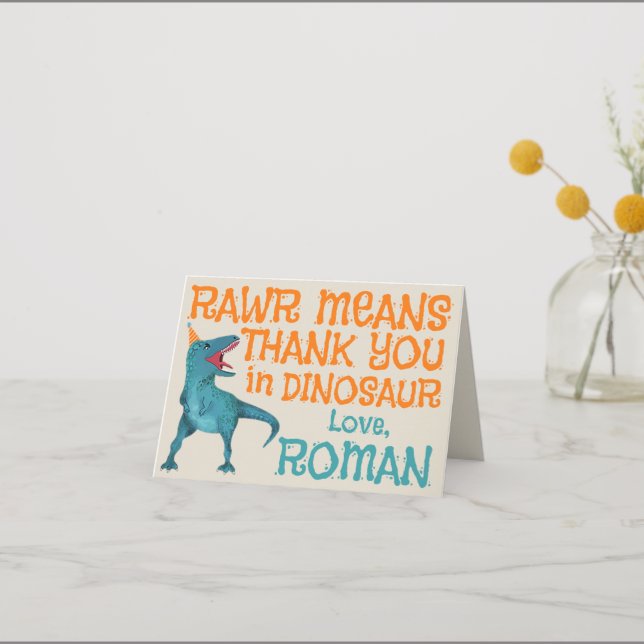 T-Rex Dinosaur Anniversaire Merci Cartes de notes (Recto)