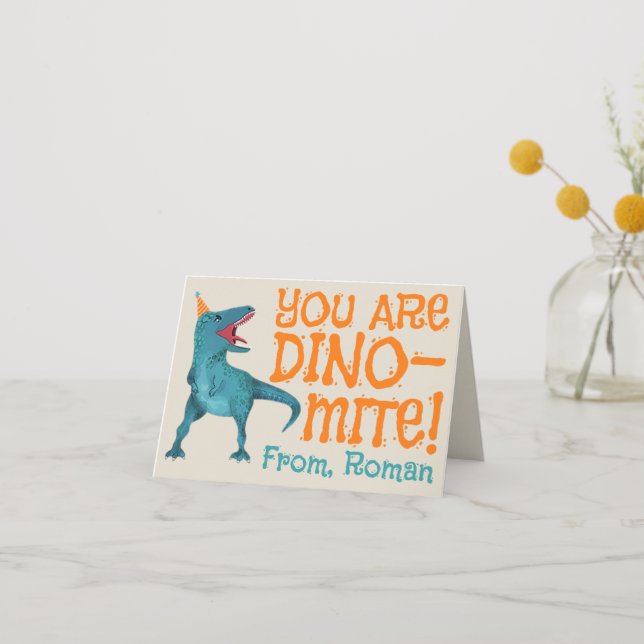 T-Rex Dinosaur Anniversaire Merci Cartes de notes (Recto)
