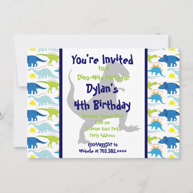 T Rex Dinosaur Anniversaires de enfants Invitation (Devant)
