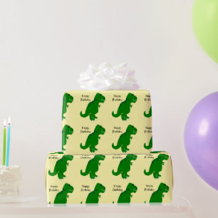 T-Rex Dinosaur Any Background Colour Birthday Gift Wrapping Paper