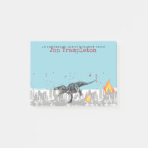 T-Rex dinosaur attacking city personalized