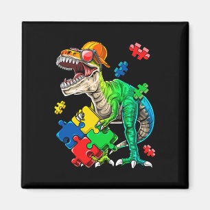 T Rex Dinosaur Autism Awareness Puzzle Piece Gift  Magnet