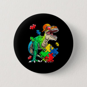 T Rex Dinosaur Autism Awareness Puzzle Piece Gifts 2 Inch Round Button
