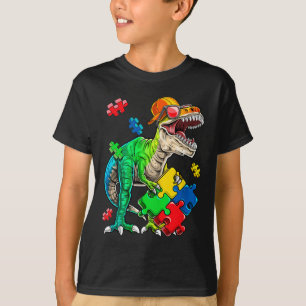 T Rex Dinosaur Autism Awareness Puzzle Piece Gifts T-Shirt