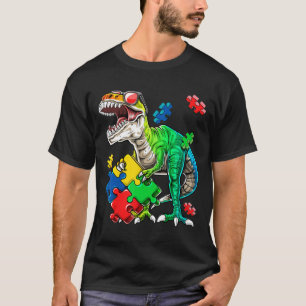 T Rex Dinosaur Autistic Awareness Puzzle Piece Gif T-Shirt