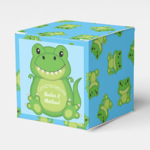 T-Rex Dinosaur Baby Shower Blue Favor Box