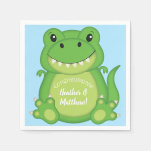 T-Rex Dinosaur Baby Shower Blue Napkin