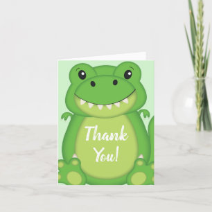 T-Rex Dinosaur Baby Shower Green Thank You Card