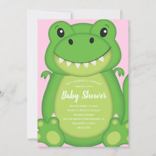 T-Rex Dinosaur Baby Shower Pink Invitation