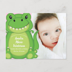 T-Rex Dinosaur Baby Shower Pink Postcard