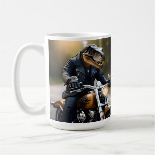 T-Rex Dinosaur Bikie On A Motorbike, Coffee Mug
