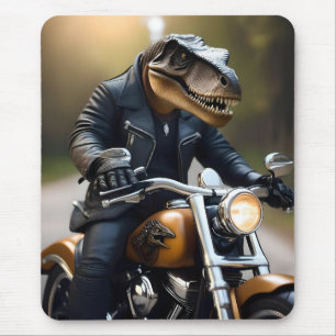 T-Rex Dinosaur Bikie On A Motorbike, Mouse Pad