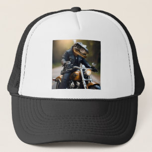 T-Rex Dinosaur Bikie On A Motorbike, Trucker Hat
